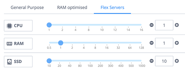 Screenshot of Fasthosts CloudNX control panel for flexing a VPS