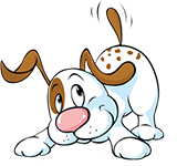 Logo of Waggybytes Technology: a white and brown cartoon dog.