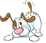 Logo of Waggybytes Technology: a white and brown cartoon dog.